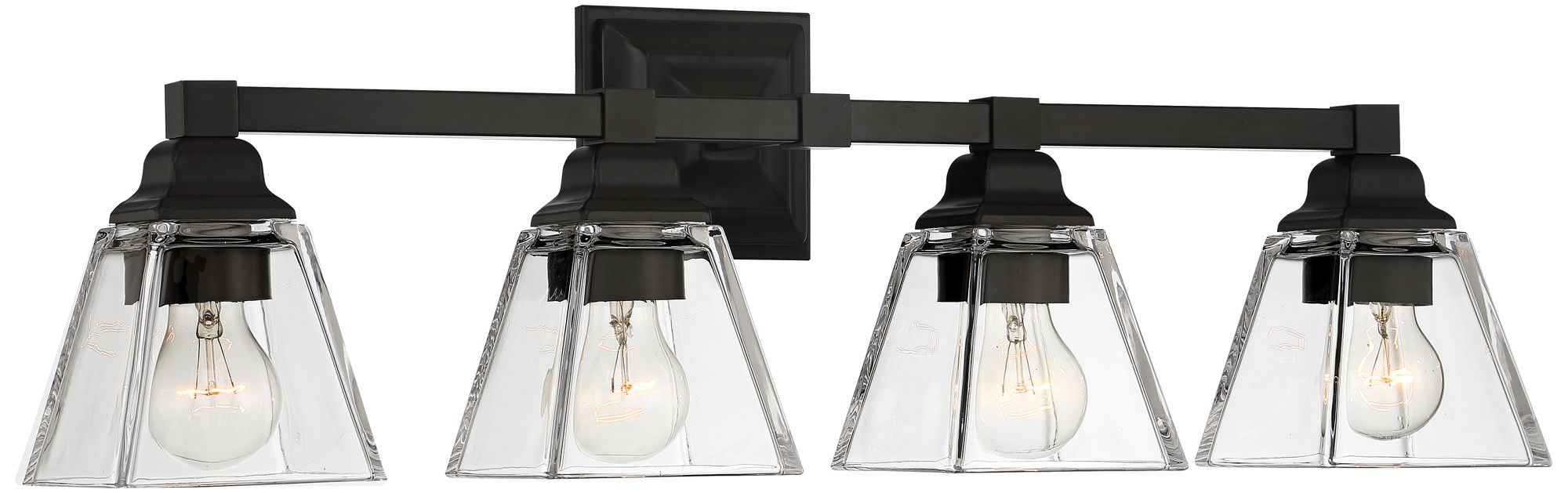 Mencino 28" Wide Bronze and Clear Glass 4-Light Bath Light