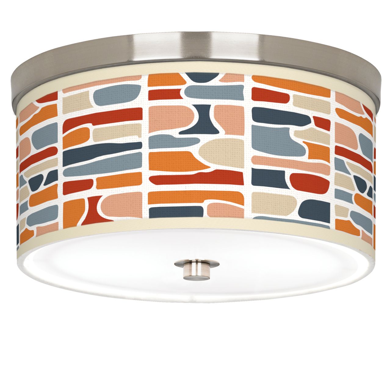 Retro Cobblestones Giclee Nickel 10 1/4" Wide Ceiling Light