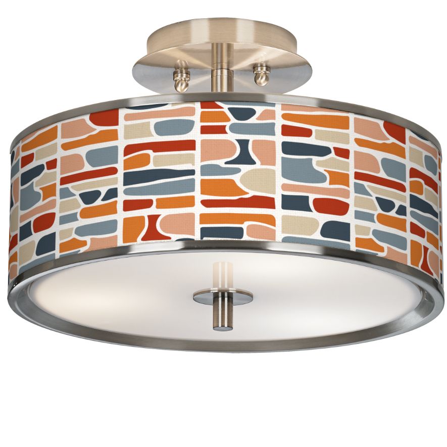 Retro Cobblestones Giclee Glow 14" Wide Ceiling Light