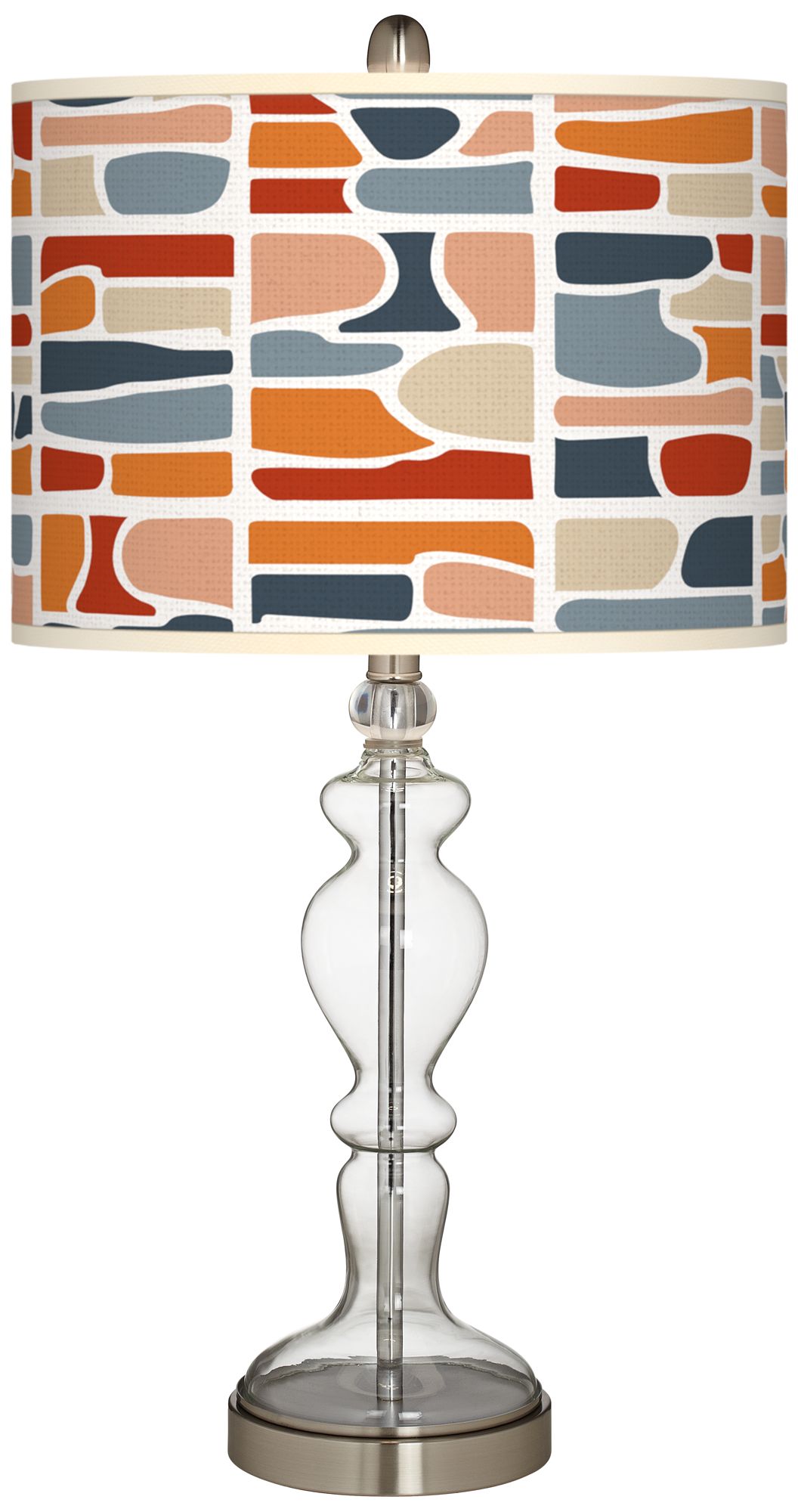 Retro Cobblestones Giclee Apothecary Clear Glass Table Lamp