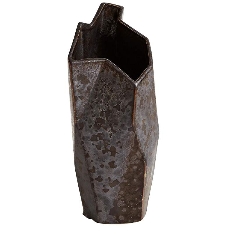Image 1 Origami 11" High Reactive Bronze Ceramic Decorative Vase