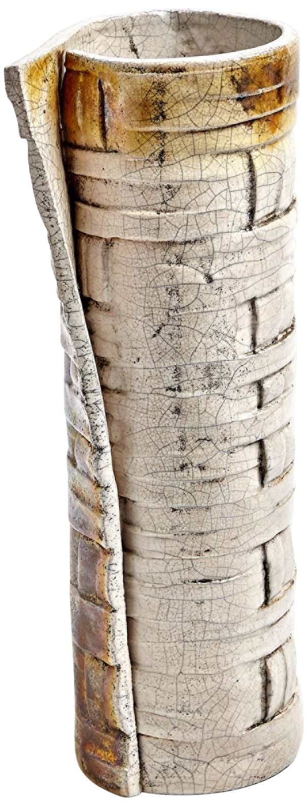 Wrapped Woven 16 1/4"H Crackled Raku Ware Decorative Vase