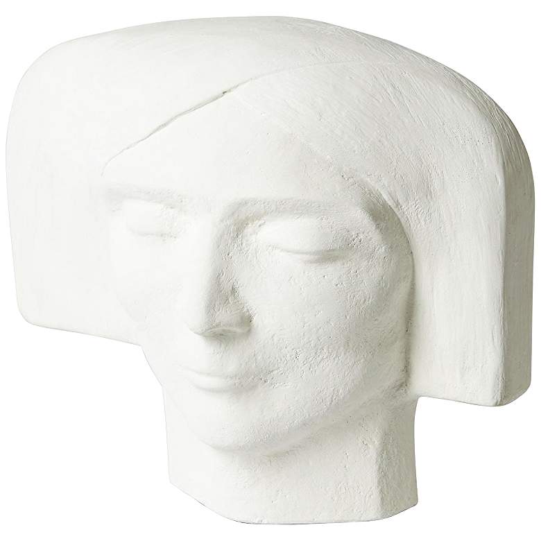 Image 1 Female 13" Wide White Plaster Faceted Bust Sculpture