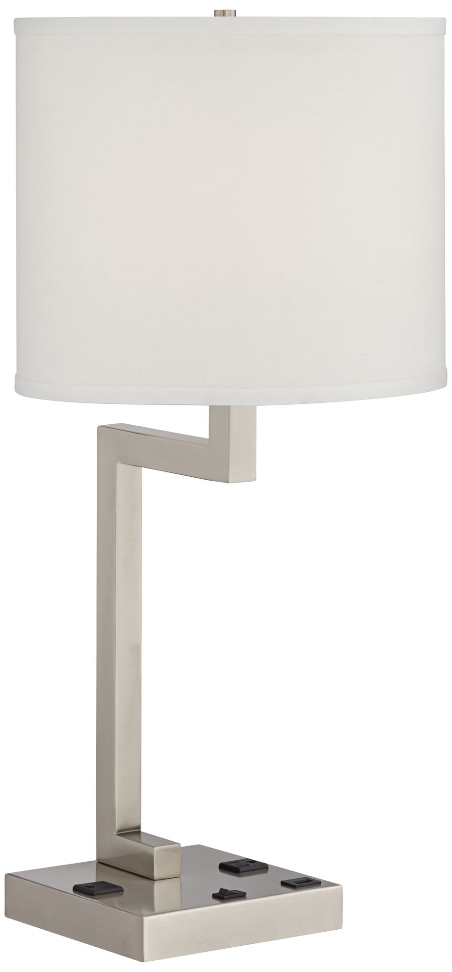 Medio Tube Brushed Nickel Table Lamp w/ USB Port and Outlets 84T41 Lamps Plus
