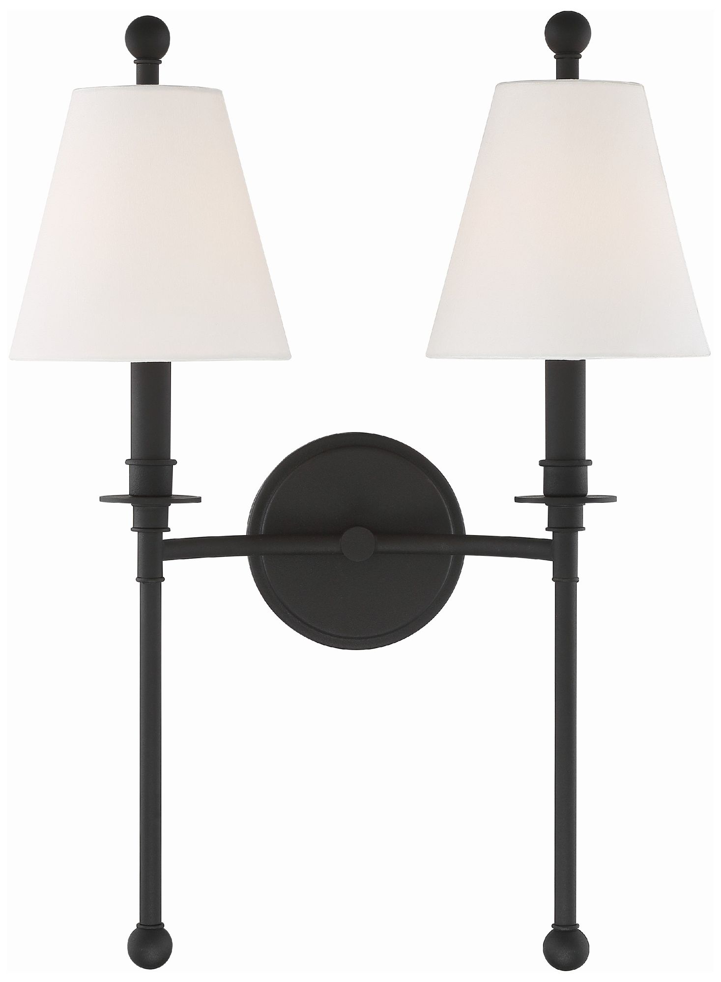 Crystorama Riverdale 14 1/2"H Black Forged 2-Light Wall Sconce
