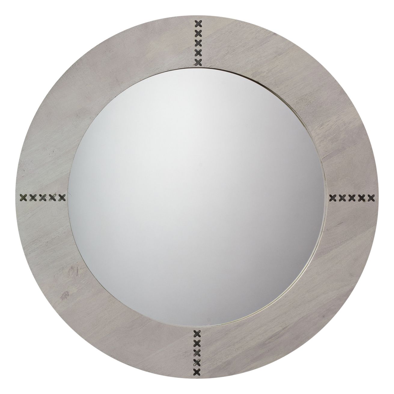 Jamie Young Owen Gray Washed Wood 36" Round Wall Mirror