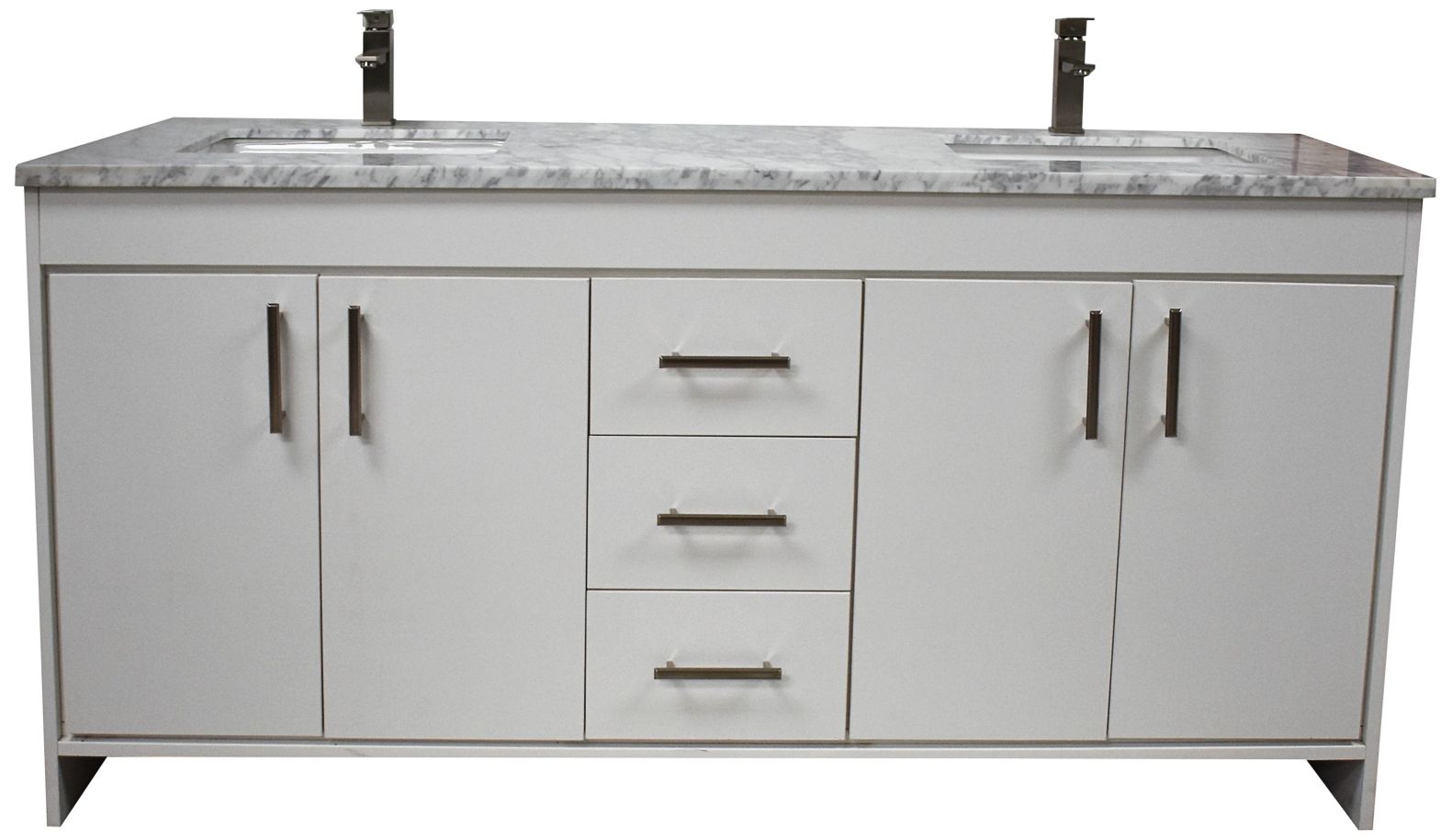 Capri 72" Wide White 3-Drawer Marble Top Double Sink Vanity