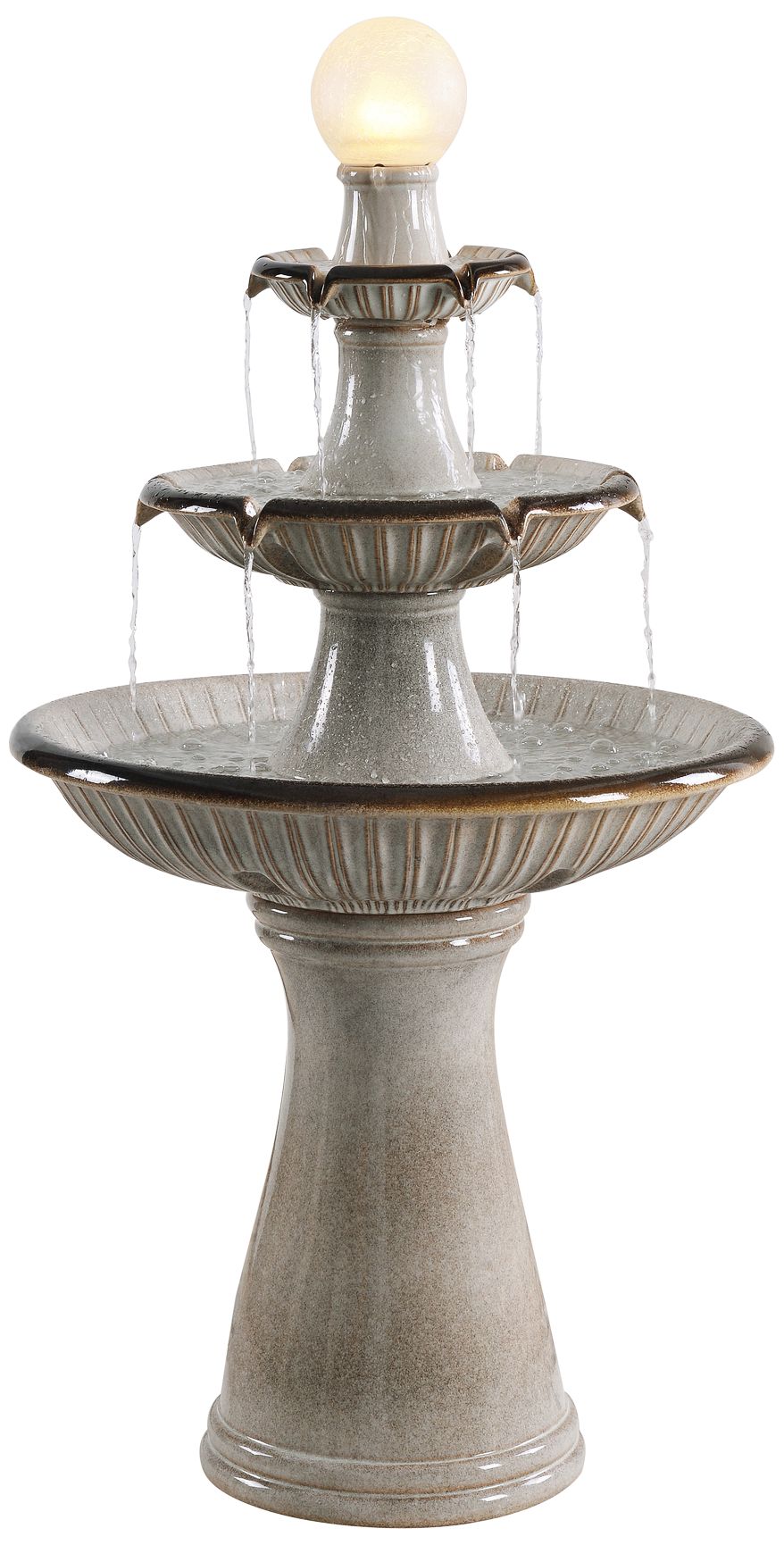 Knight 45 1/4" High Ivory 3-Tier LED Floor Water Fountain
