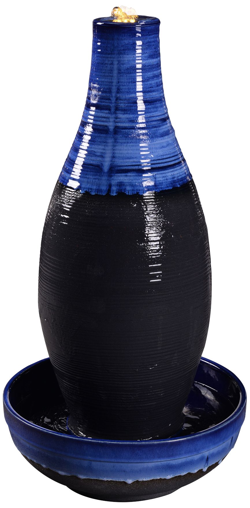 Florero 30" High Blue and Black LED Bubbler Floor Fountain