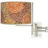 Tempo Rattan Circles Print Plug-In Swing Arm Wall Lamp
