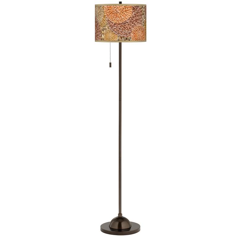 Rattan Circles Print Giclee Glow Bronze Club Floor Lamp