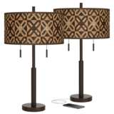 American Woodwork Robbie Bronze USB Table Lamps Set of 2