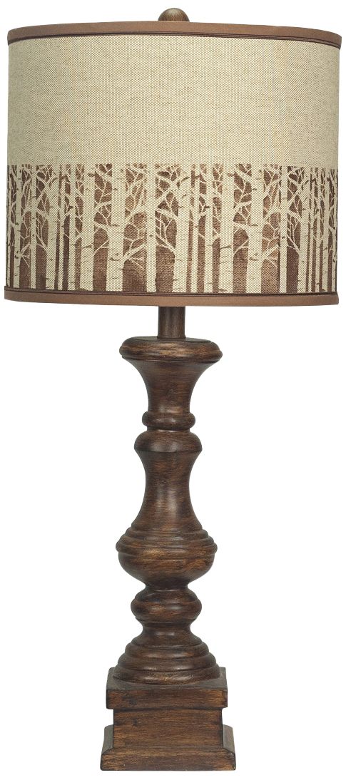 Austin Brown Birch Trees Stencil Shade Table Lamp 85F84 Lamps Plus