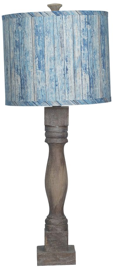 table lamp with blue shade