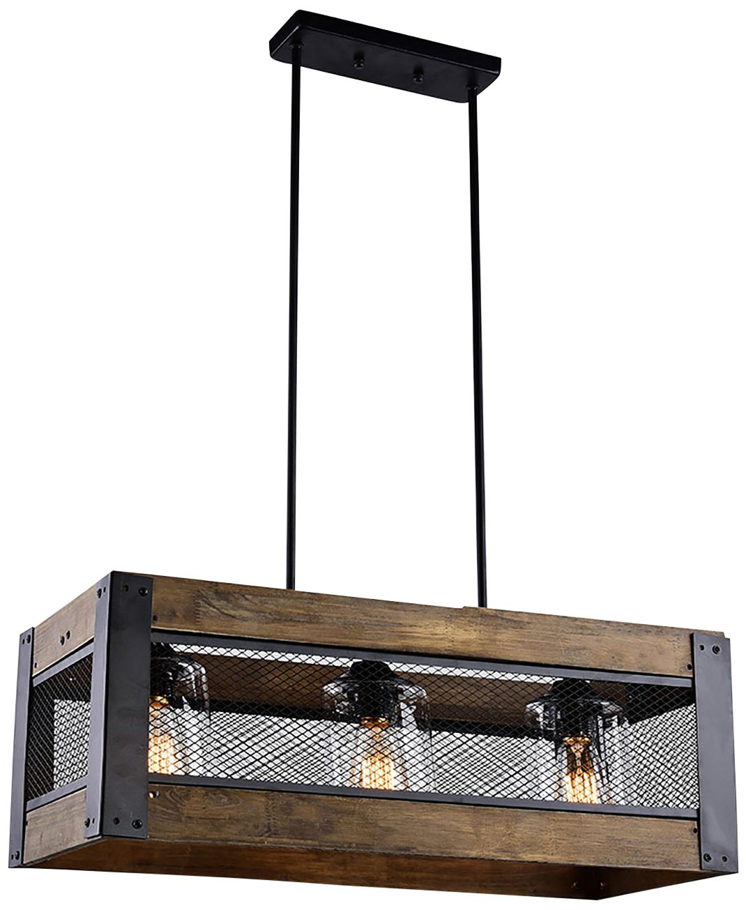 Obilla 24"W Black 3-Light Linear Island Chandelier
