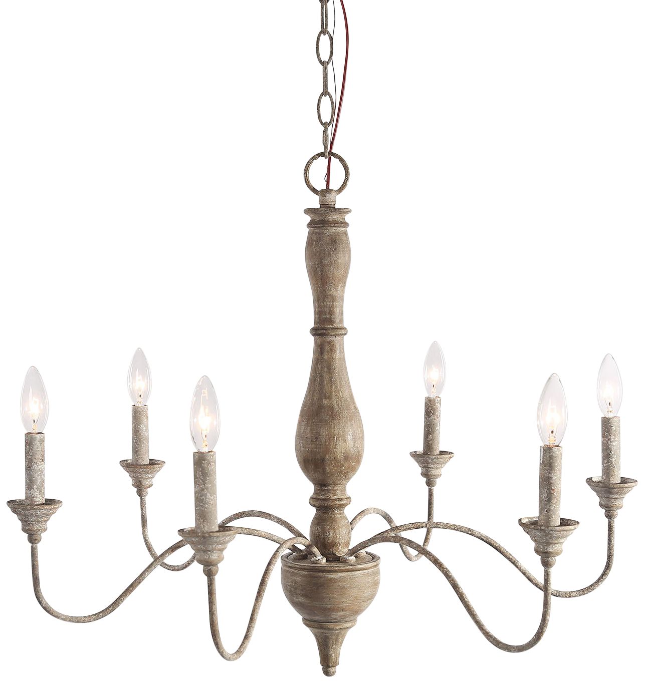 Izuell 30" Wide Off-White 6-Light Candle Chandelier