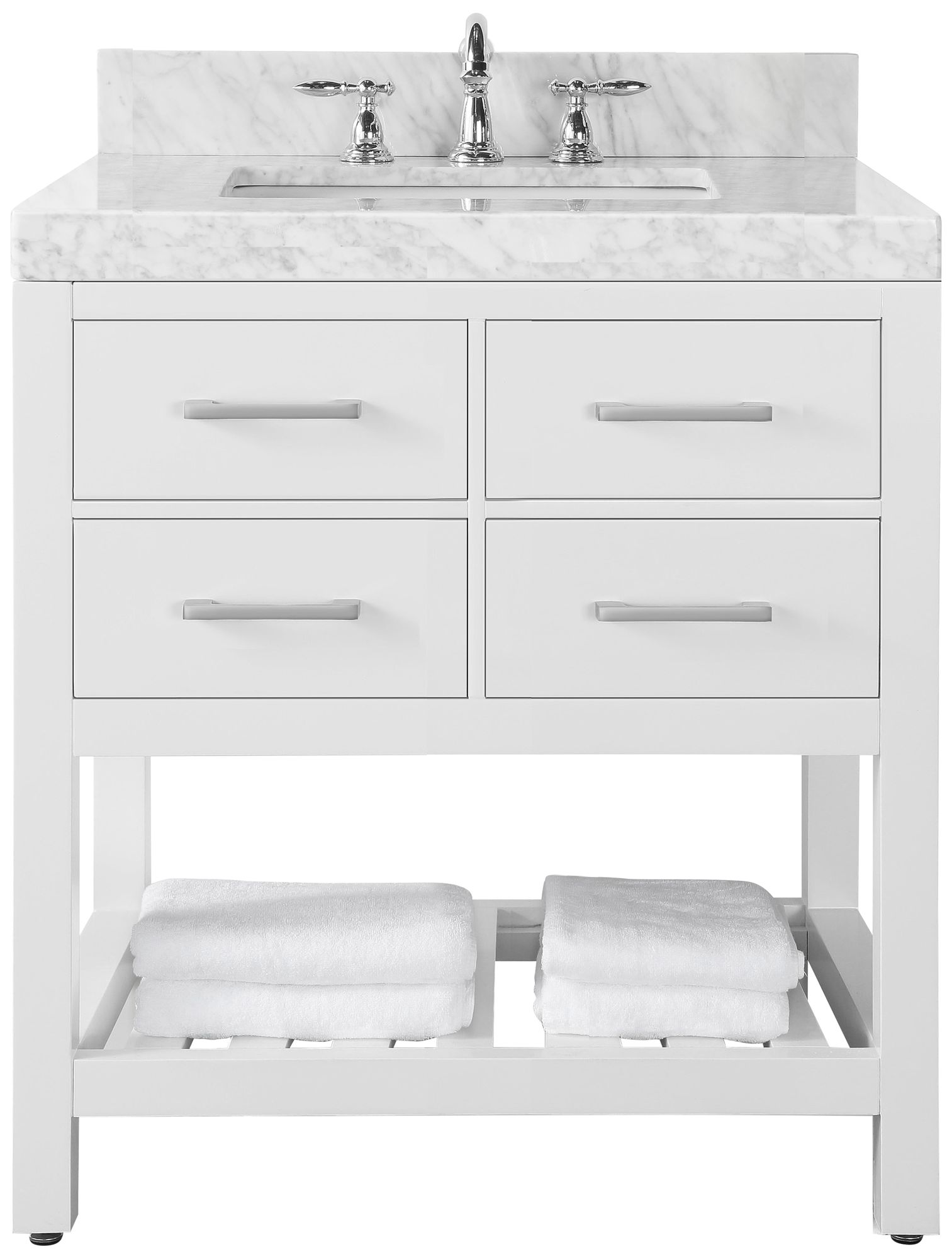 Elizabeth 36" Wide Single Sink White Marble Vanity