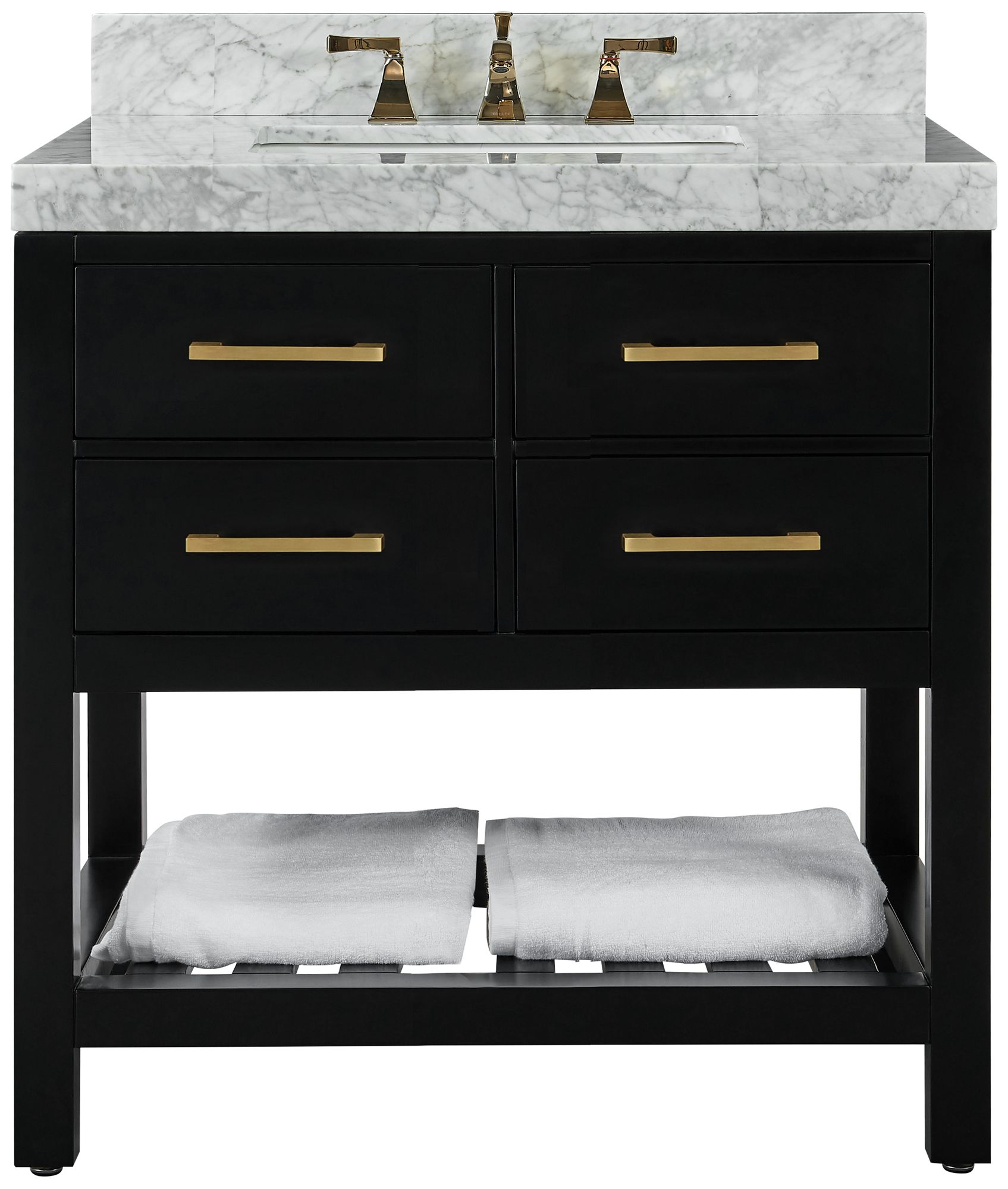 Elizabeth 36" Wide Single Sink Black Marble Vanity 85H52 Lamps Plus