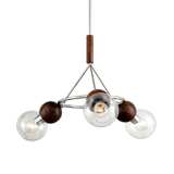 Arlo 35 1/2&quot;W Stainless Steel and Acacia 3-Light Pendant