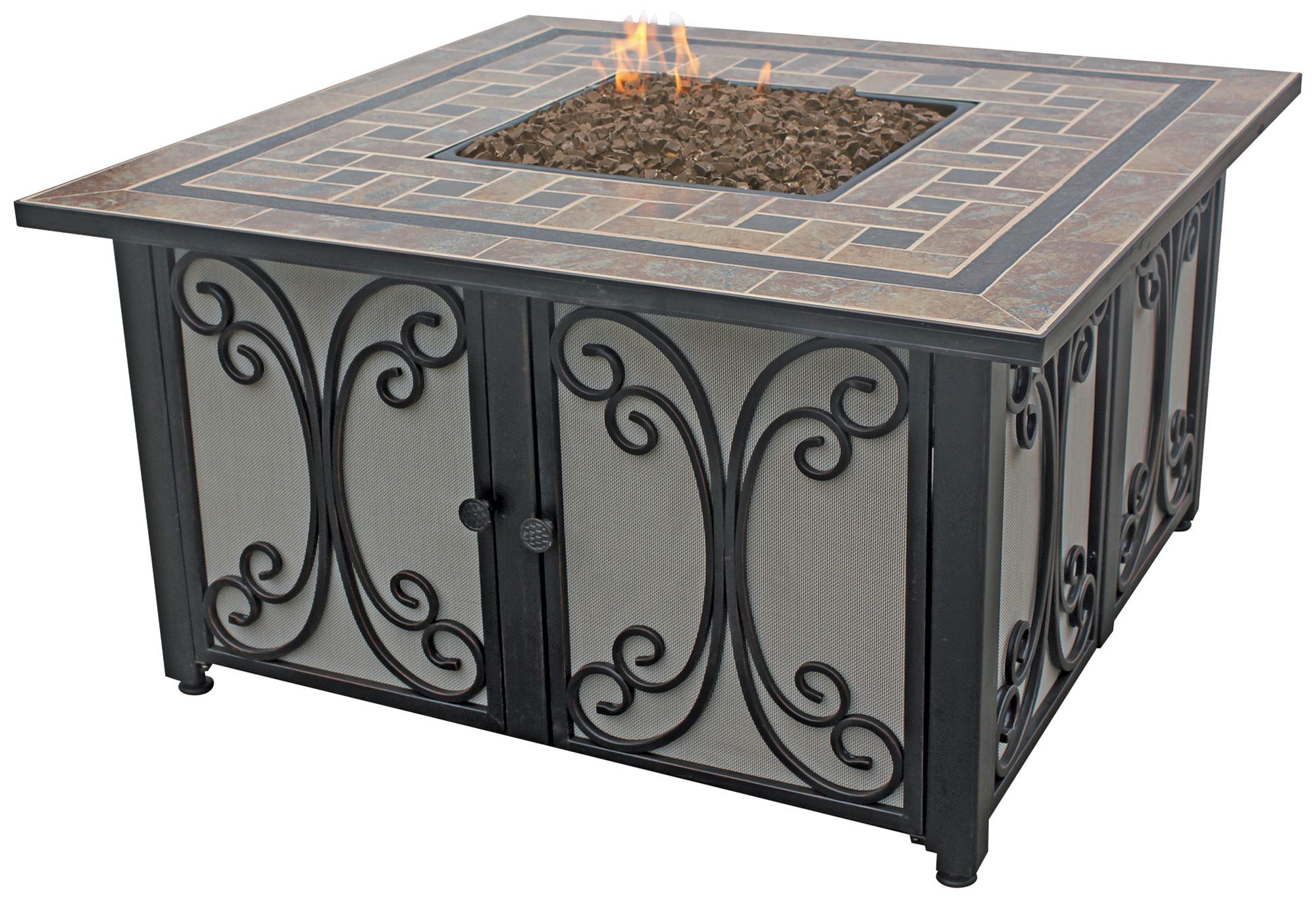 Slate Tile Mantel 41 1/4" Wide LP Gas Fire Pit