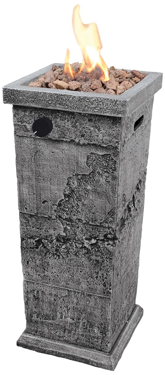 Stone 15" High Gas Powered Outdoor Column Fire Pit