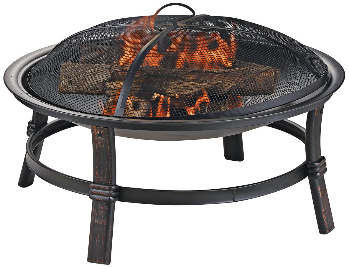 Brushed Copper 29" Wide Wood Burning Outdoor Fire Pit