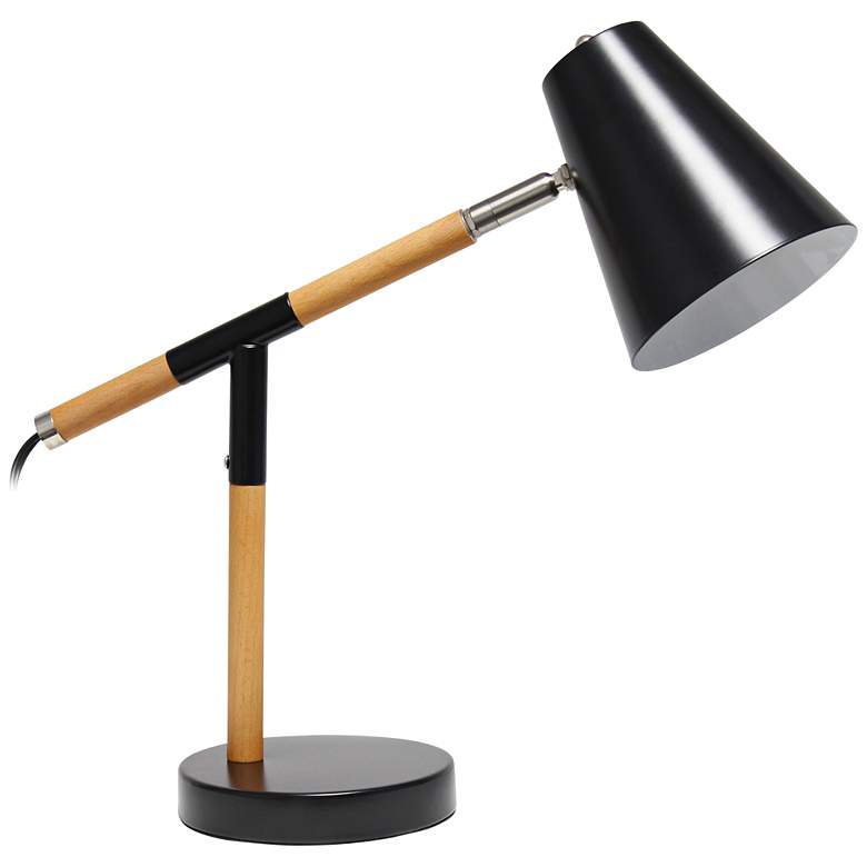 Image 2 Simple Designs Black and Wood Adjustable Desk Lamp