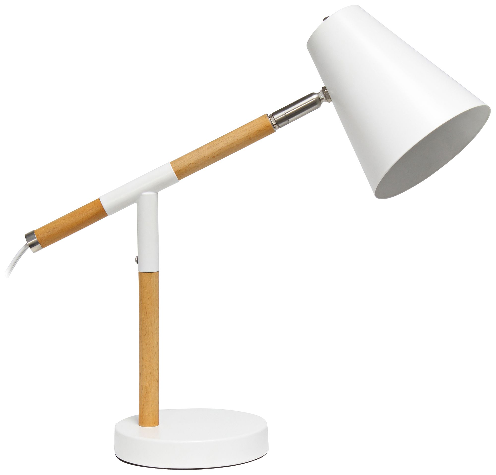 Simple Designs White and Wood Adjustable Desk Lamp 85K67 Lamps Plus