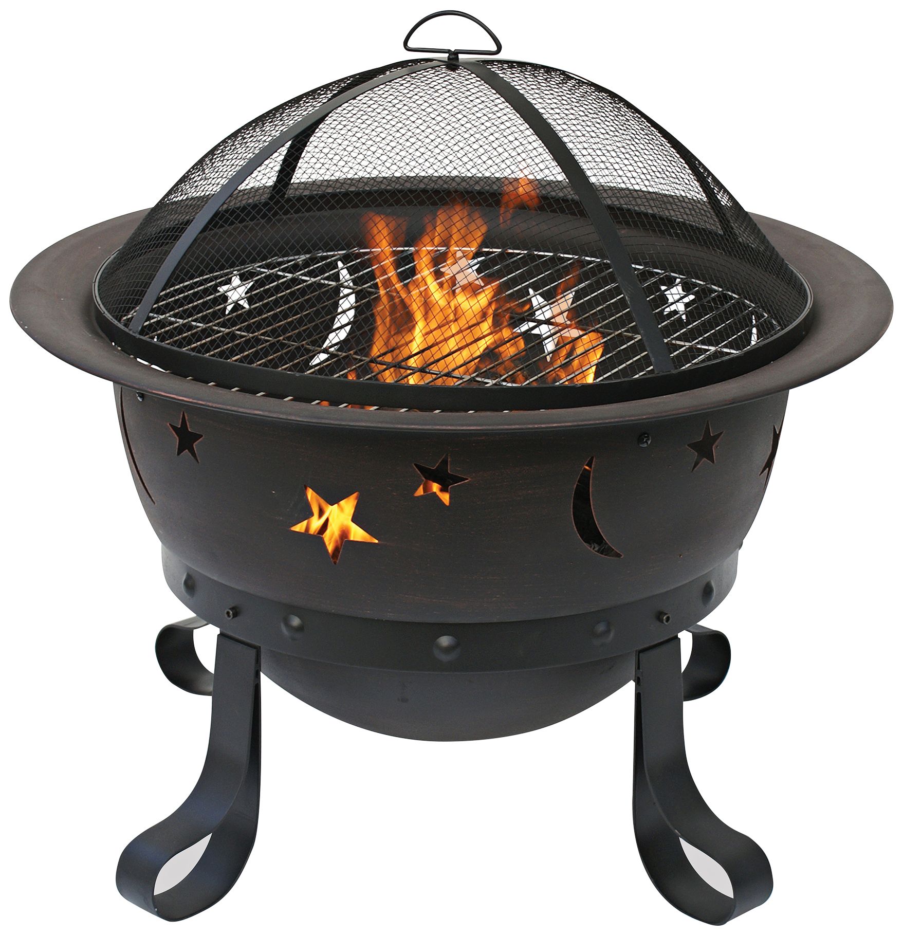 Moons and Stars 30" Wide Wood Burning Outdoor Fire Pit