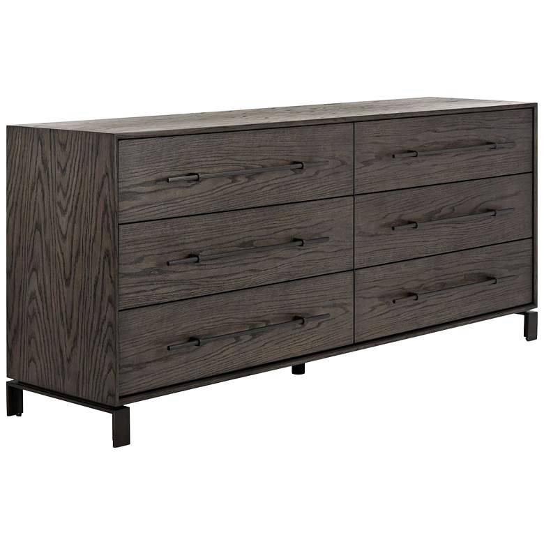 Simmons 70 3/4&quot; Wide Dark Walnut 6-Drawer Wood Dresser