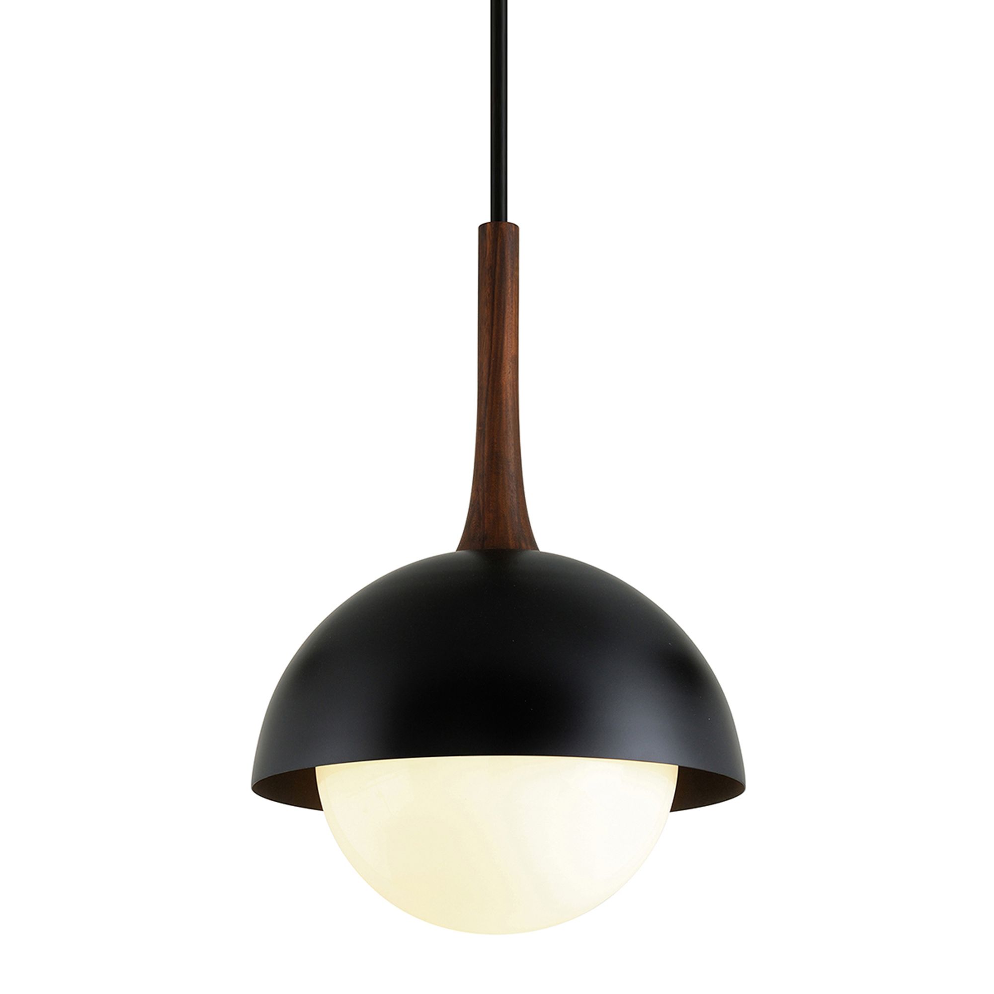 Troy Lighting Cadet 21" Black And Natural Acacia Wood Pendant Light