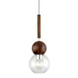 Arlo 7&quot; Wide Stainless Steel and Natural Acacia Mini Pendant