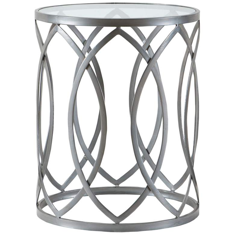 Image 2 Coen 16 1/4"W Silver Pewter Geometric Eyelet Accent Table