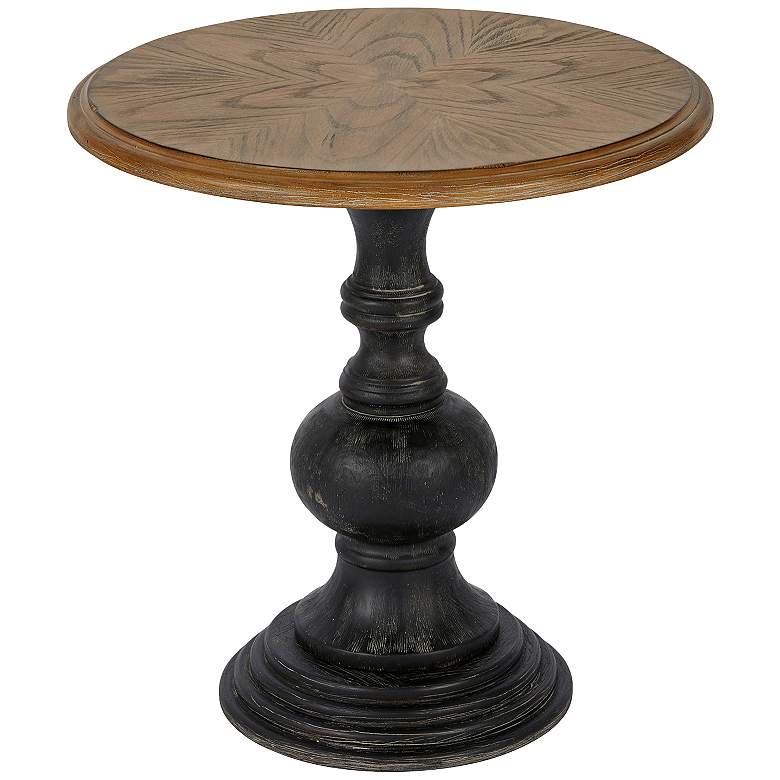 Hemlock 22 1/4&quot; Wide Natural and Black Round Accent Table