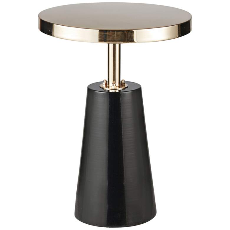 Image 2 Venice 14 1/4"W Black and Brushed Gold Round Accent Table