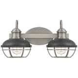 Sandpiper 8 3/4&quot; High Nickel and Iron 2-Light Wall Sconce