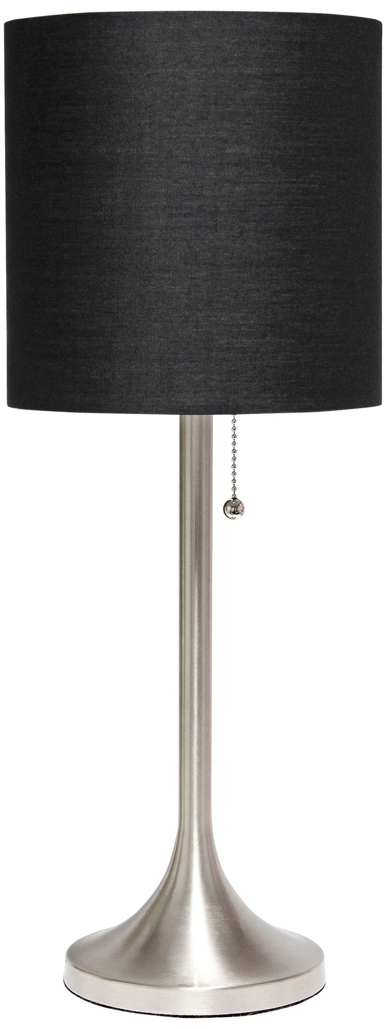 Simple Designs Nickel Accent Table Lamp with Black Shade 85W68