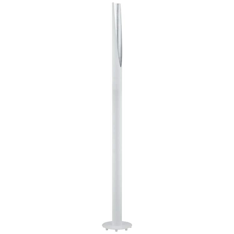 Eglo Barbotto Matte White and Silver Cylinder LED Floor Lamp