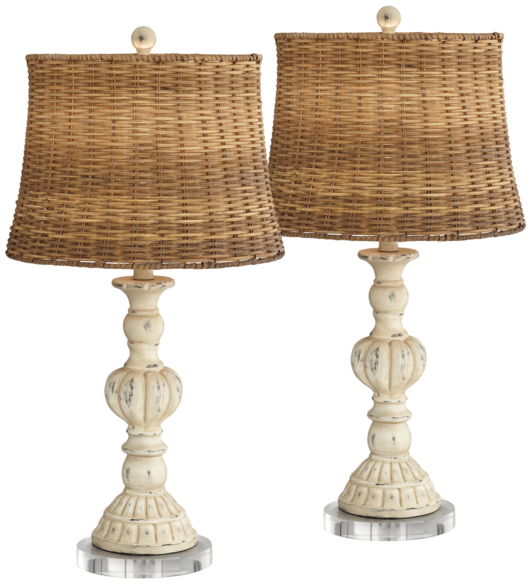 John Timberland Trinidad 27 1/2" White Candlestick Lamps With Risers