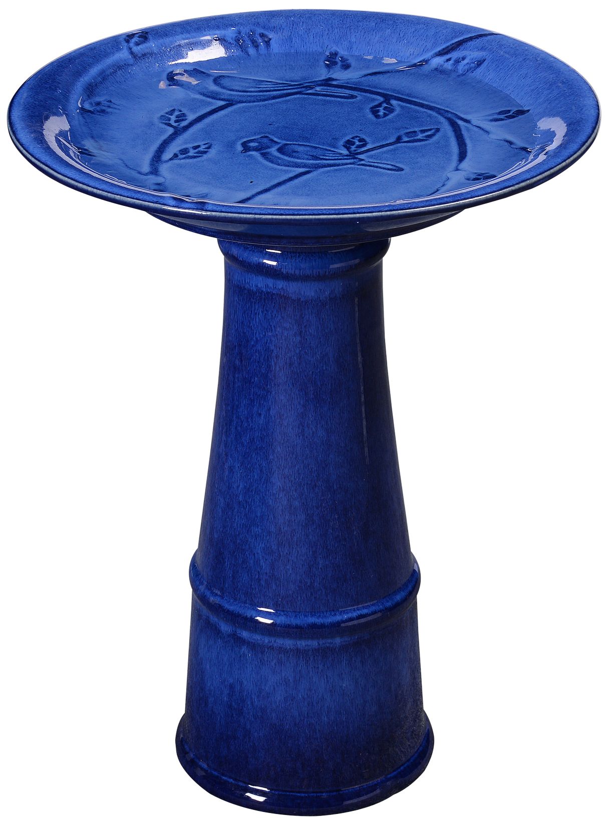 Kenroy Home Otaki 21 1/2" High Blue Ceramic Outdoor Bird Bath 863H0