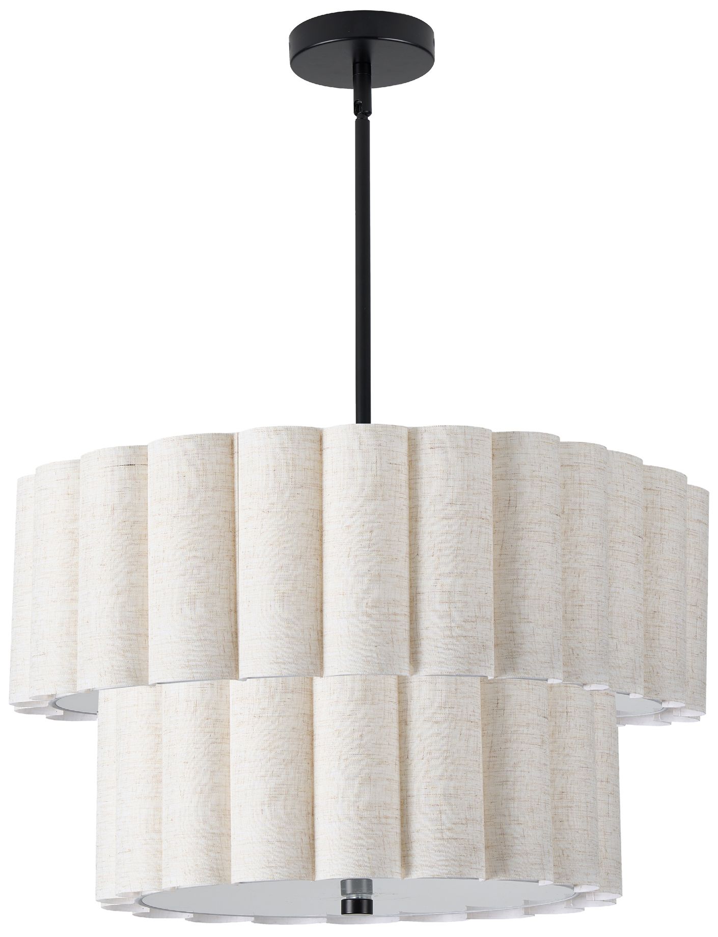Dainolite Pacifica 22" Wide 4-light Matte Black Finish Pendant W/ Flax Shade