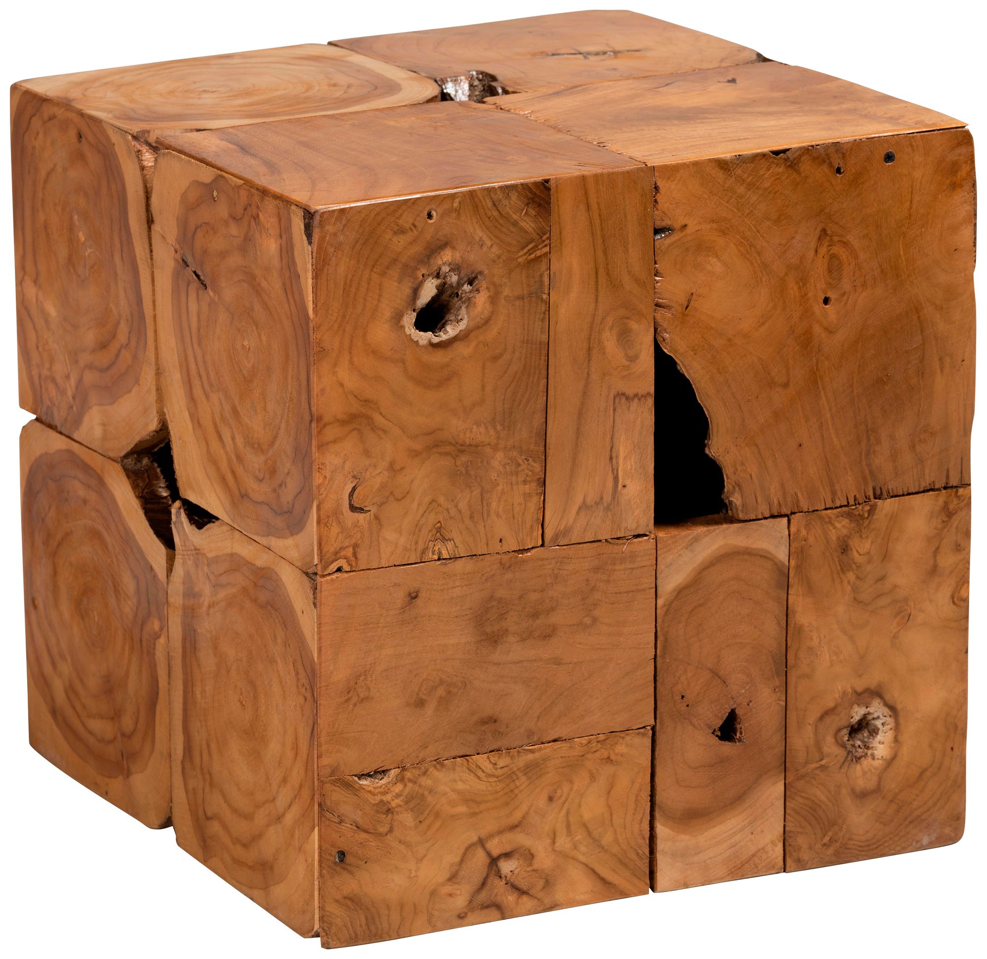 Baxton Studio Eldora 17" Wide Natural Brown Teak Root Square End Table
