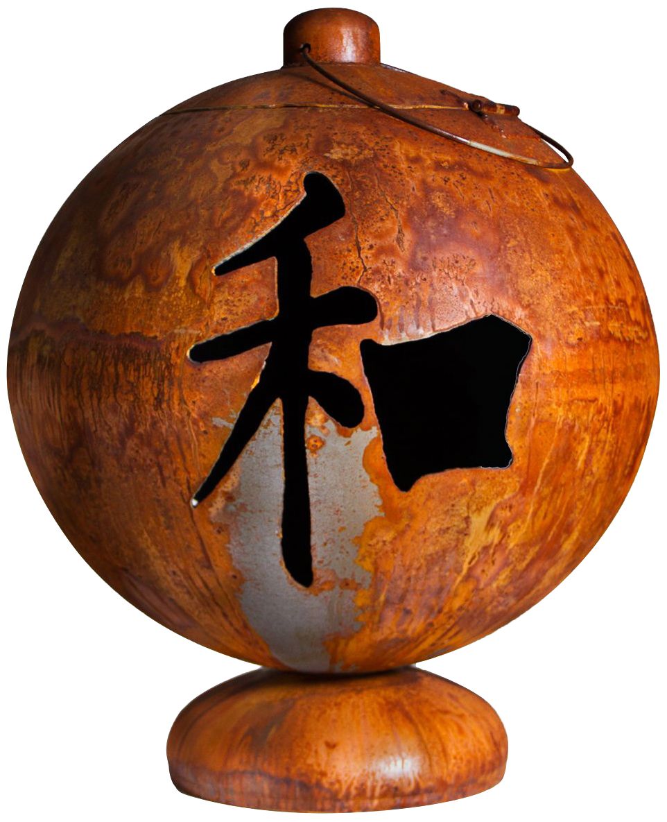 Peace Happiness Tranquility 30" Wide Fire Globe