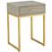 Govea 14" Wide Gray Faux Shagreen and Gold 1-Drawer Side Table