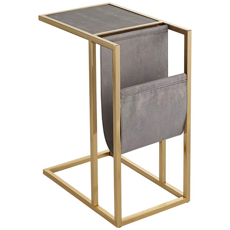 Kingsroad 19&quot; Wide Gold and Gray Accent Table with Magazine Holder
