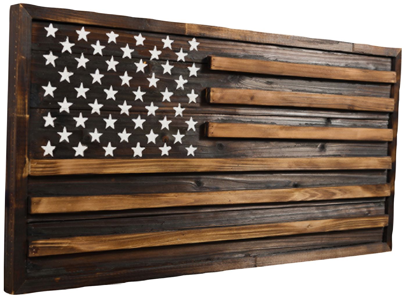 Rustic Pine American Flag 32" Wide Rectangular Wood Wall Art