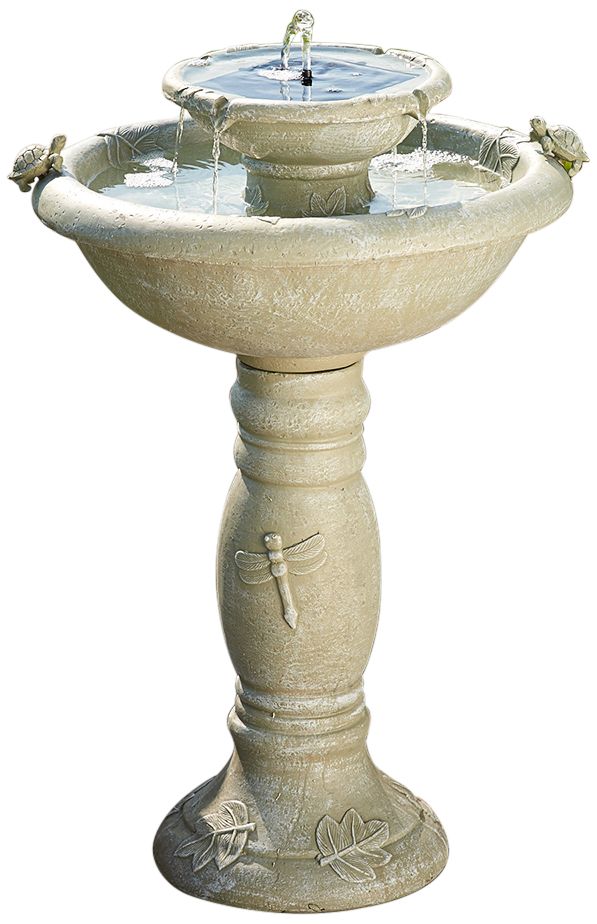 Country Gardens 32"H Stone 2-Tier Solar-On-Demand Fountain