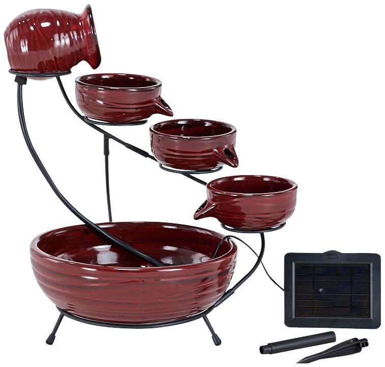Lava 22" High Ceramic Solar Cascade Outdoor Fountain