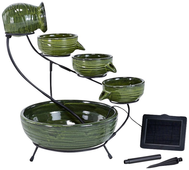 Bamboo 22" High Ceramic Solar Cascade Outdoor Fountain