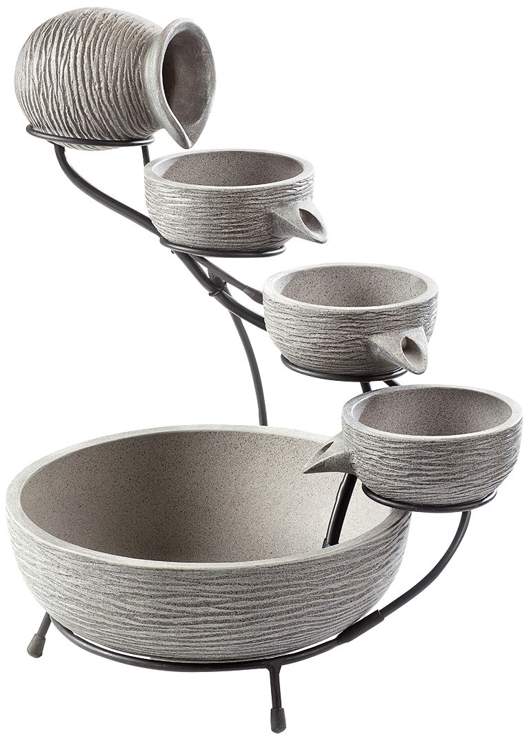 Oslo 22"H Dark Gray Cement Solar Cascade Outdoor Fountain